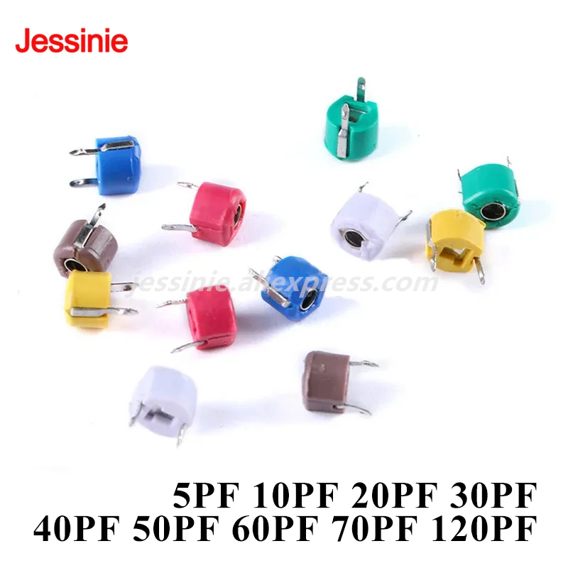 5pcs Adjustable Capacitor 5P 10P 20P 30P 40P 50P 60P 70P 120P Plastic 6mm Trimmer 5PF 10PF 20PF 30PF 40PF 50PF 60PF 70PF 120PF