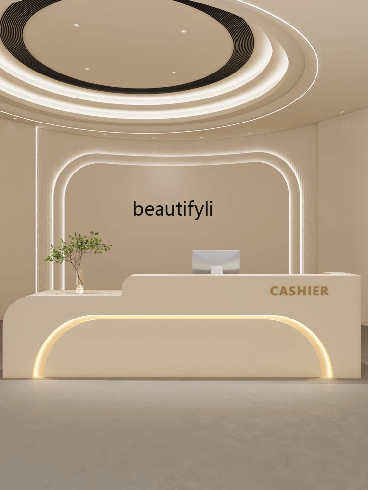 Light Luxury Paint Clothing Cashier Desk Beauty Salon Medical Beauty Company Front Desk Hotel Reception Desk Customization