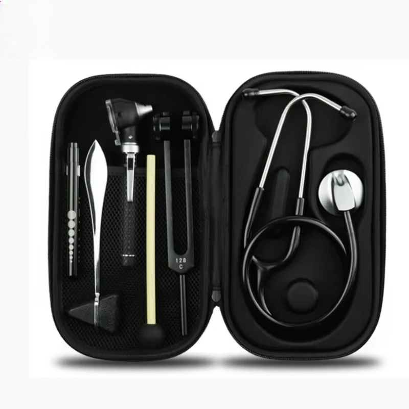 Medical Zipper Waterproof Black Case Portable 6 Pcs Carrying Case Hard Shell