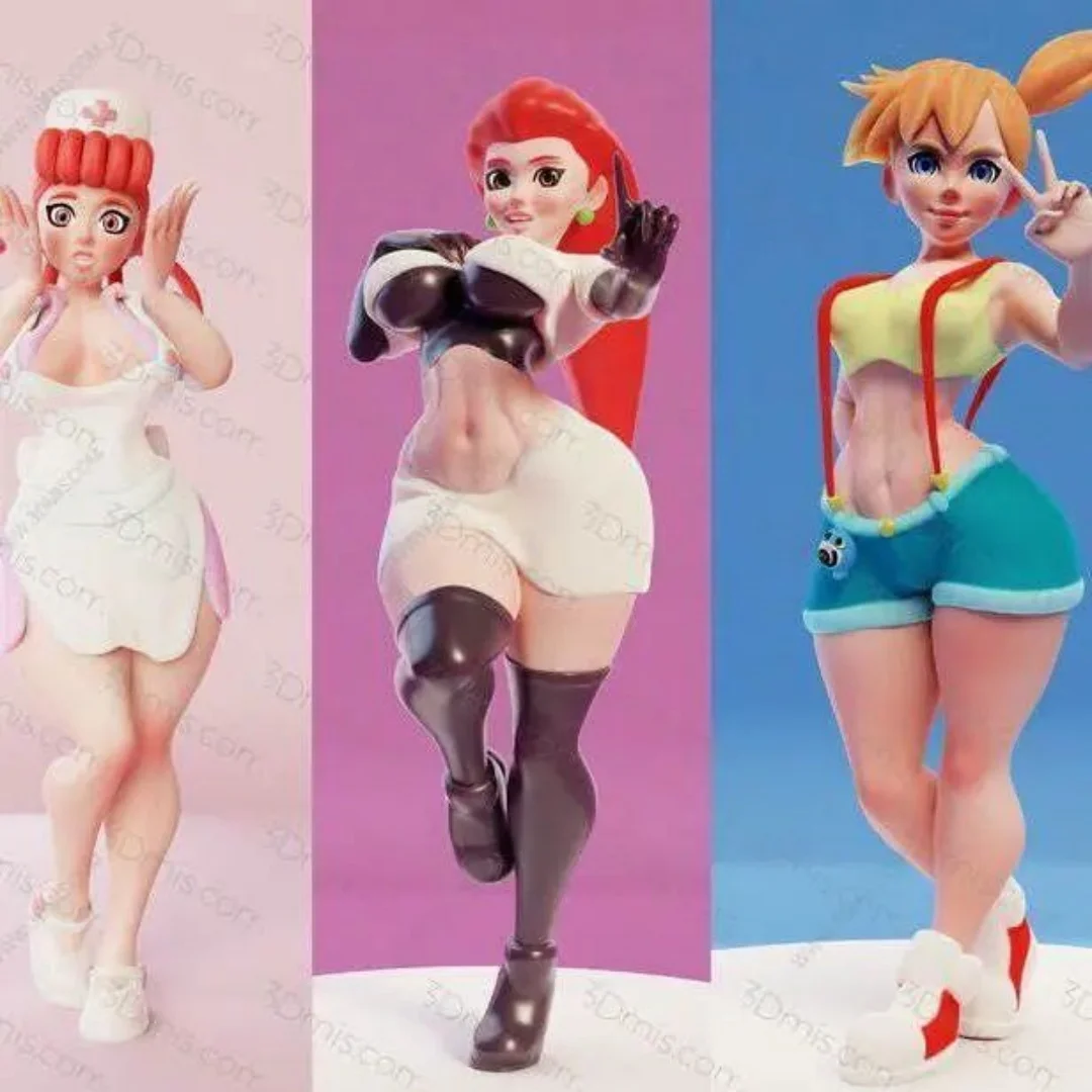 

Масштаб 1/24, фигурка высотой 80 мм, три покемона для девочек, сборная модель, комплект в разобранном виде, неокрашенная игрушка для 3D-печати 1296