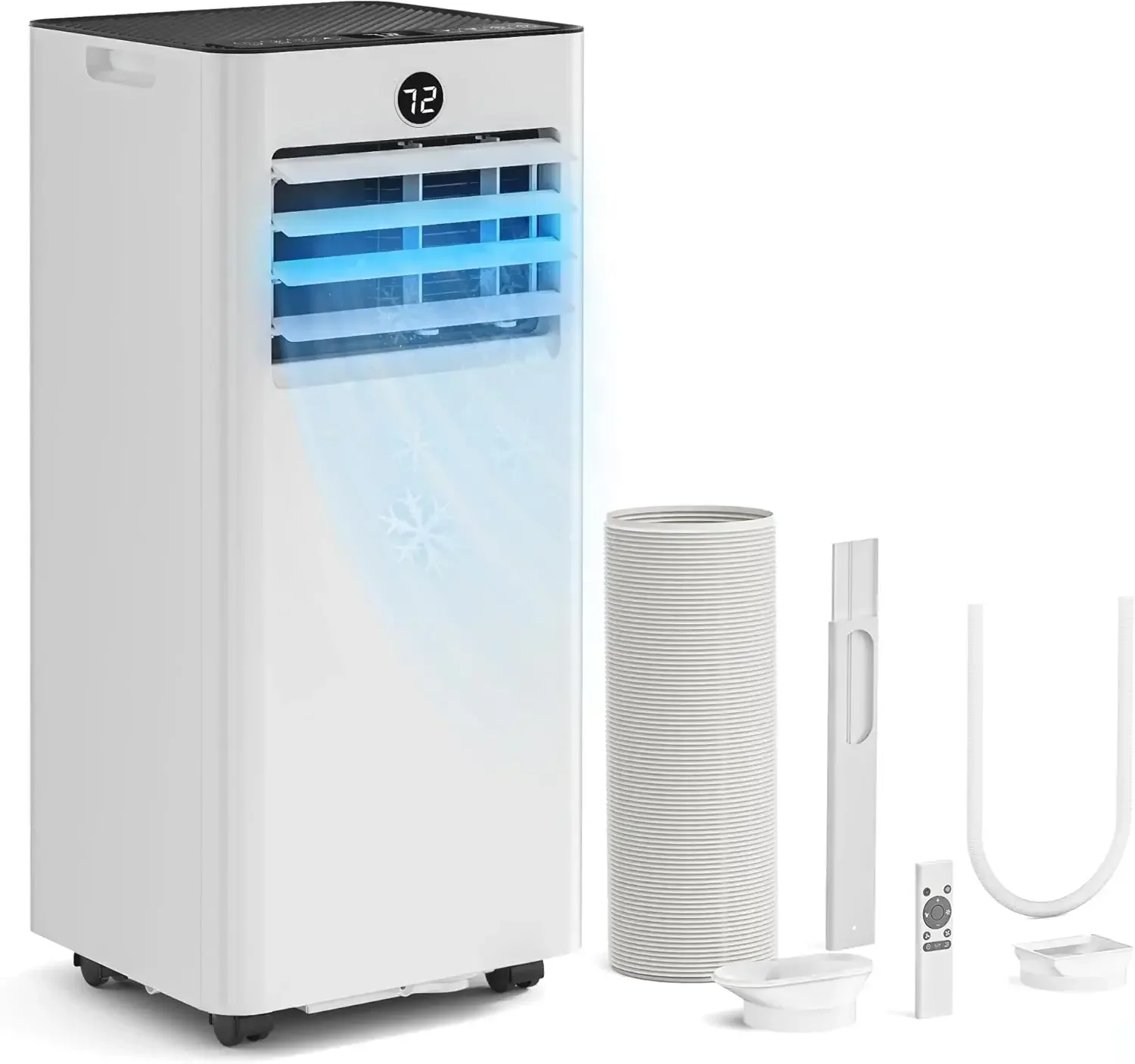 Quiet Portable Air Conditioner 8000 BTU, Cools Rooms up to 350 Sq. Ft, Dehumidifier & Fan Mode, Sleep Mode, 24-Hour Timer, 26 ft