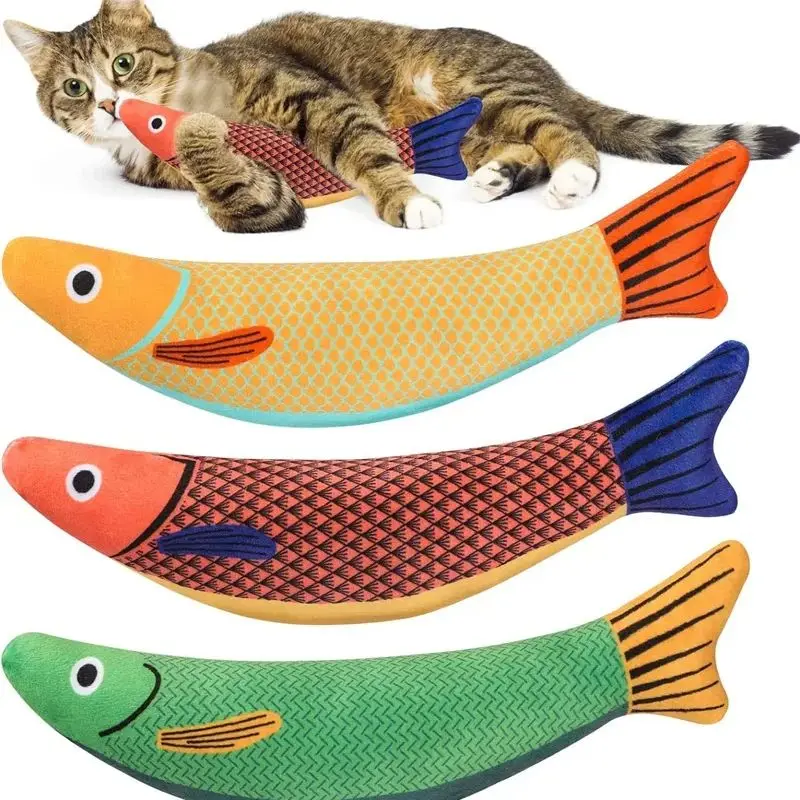 Cat Toy Catnip 3D Simulation Fish Goldfish Kitten Toys Pillowfish Interactive Sounding Cat Chew Bite Plush Toys Cat Supplies