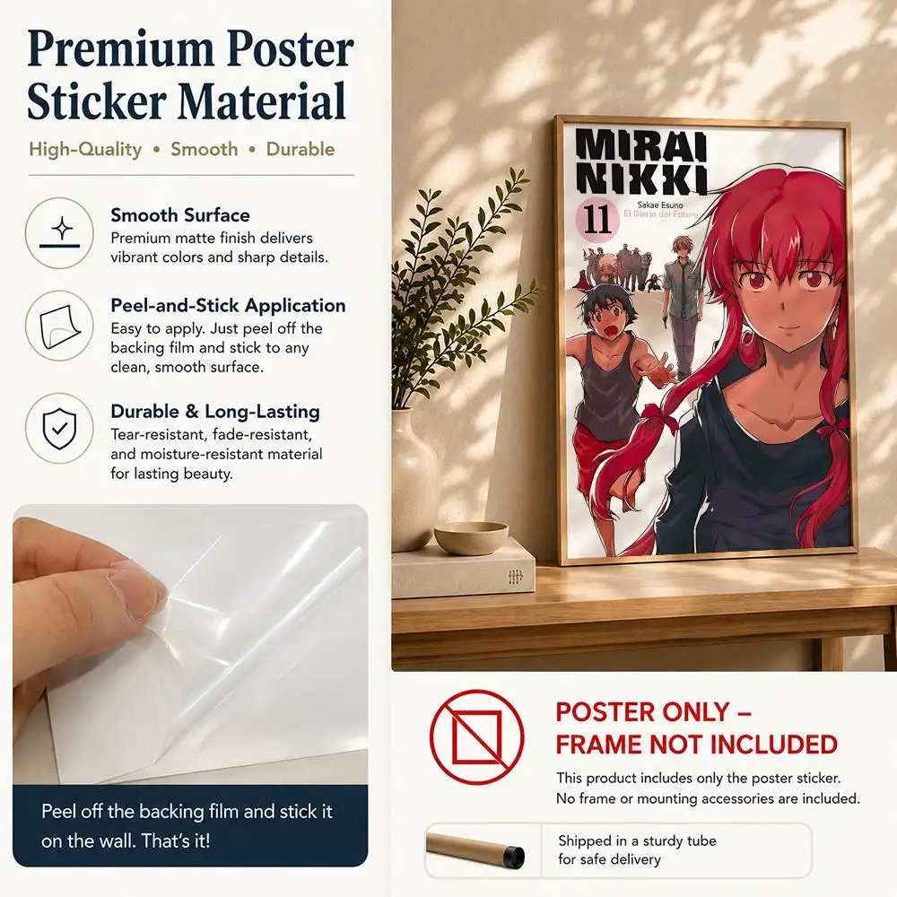 Anime Figure Mirai Nikki The Future Diary Poster HD Peel and Stick Waterproof Poster for Bedroom Office Dorm Decor view 5