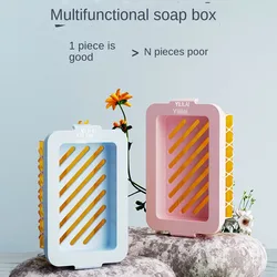 2 In 1 Foaming Soap Box with Brush Drain Holes Spring Design Non-Slip Detachable Plastic Soft Roller Soap Holder Laundry Tools