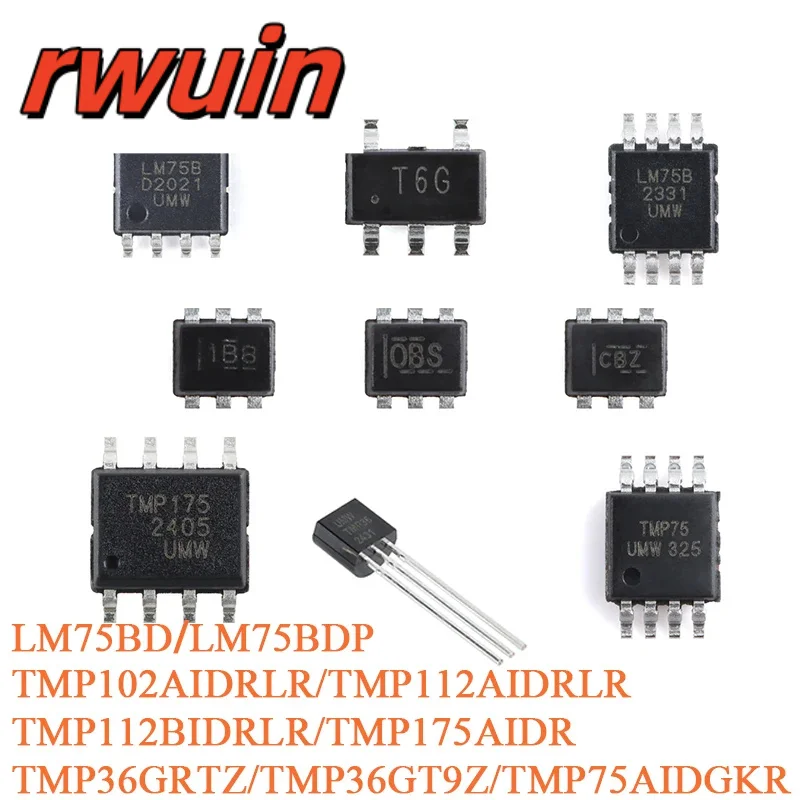 5Pcs LM75BD SOP-8 LM75BDP MSOP-8  Digital Temperature Sensor Chip IC Chip SMD TMP112AIDRLR SOT-563 TMP175AIDR SOP-8 TMP36GT9Z