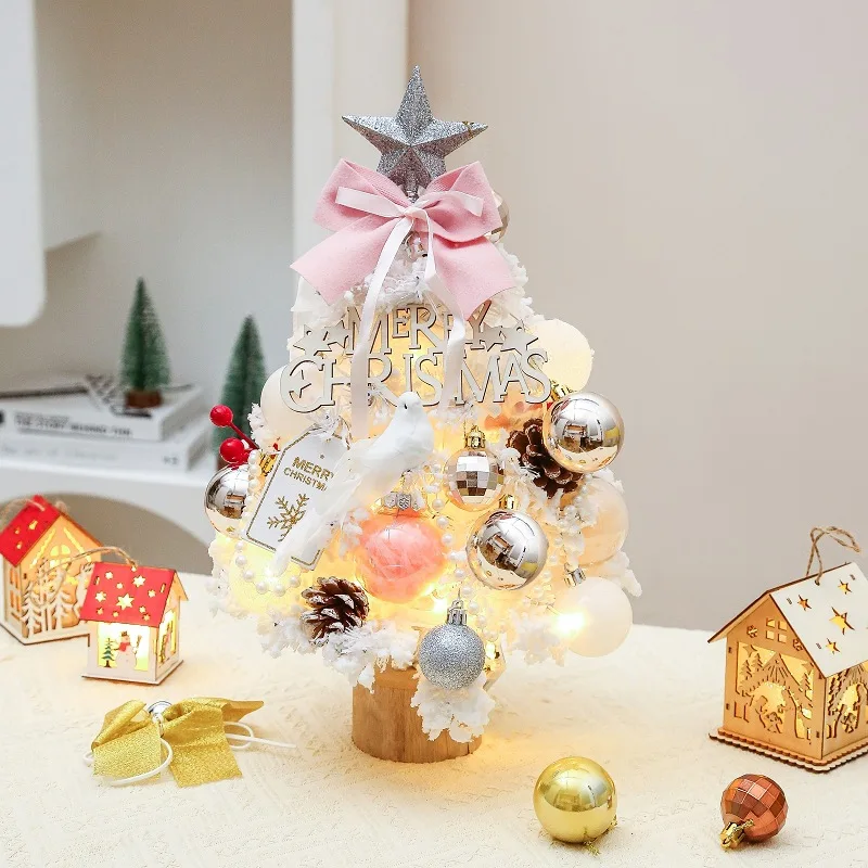 45cm Artificial Tabletop Christmas Tree Table Small Xmas Tree with Christmas Ball Ornaments for New Year Home Decorations