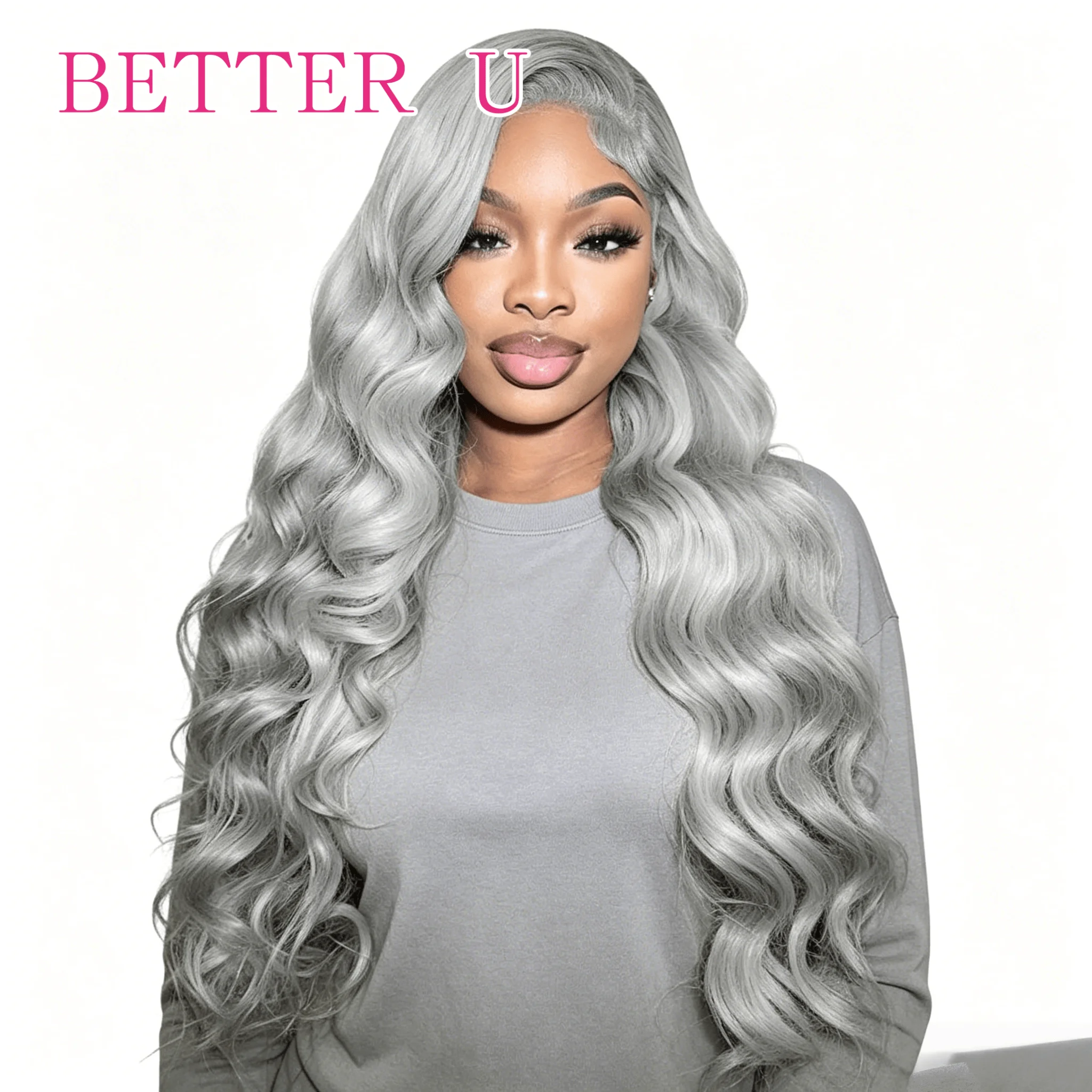 

Body Wave 13*6 Sliver Grey Lace Front Wig Human Hair 13x4 Transparent Lace Frontal Wig Pre Plucked Colored Human Hair Wigs 250%