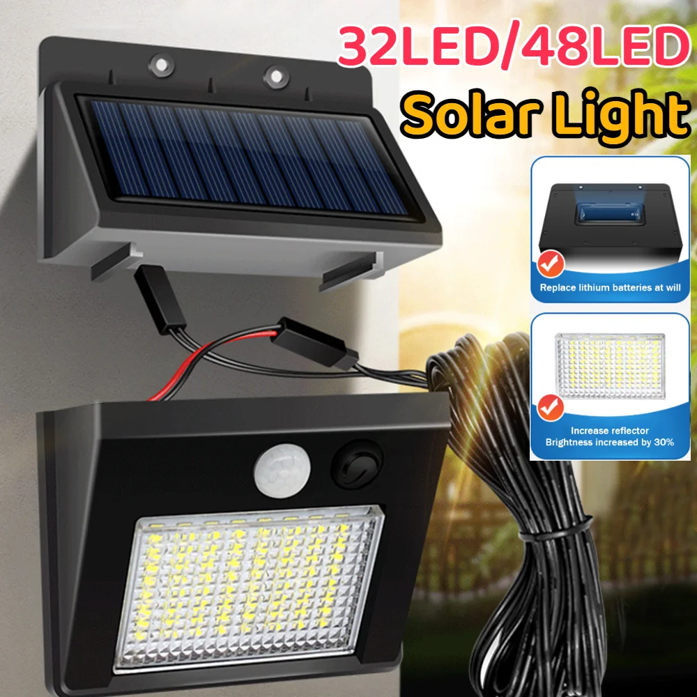 32LED/48LED Solar Lamp 1200mAh Solar Outdoor Light IP65 Waterproof Solar Wall Lights Long Endurance Fence Street Lighting