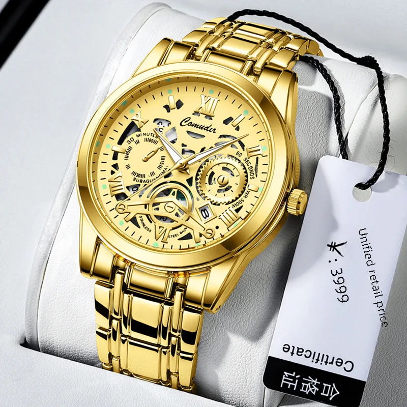 남성용 방수 야광 달력 시계, AliExpress 말린 새우, 틱톡, 쿠아이슈 원파이, 해외 무역 할로우