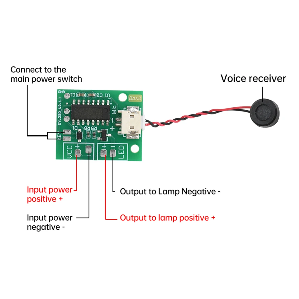 English AI Offline Voice Controlled Switch Circuit Board DC 3V-5V Bedside Lamp Night Light Sound Control Circuit Driver Board