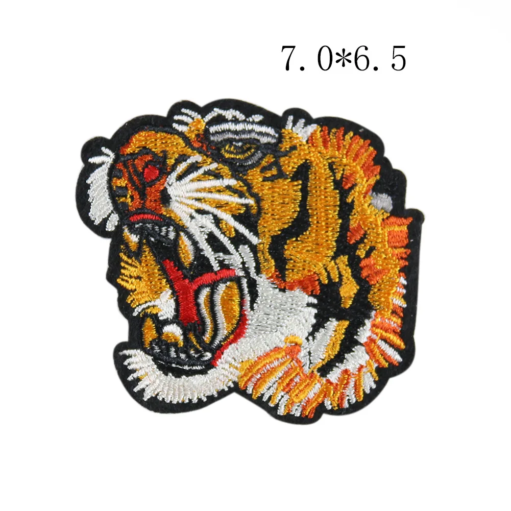 Cartoon Pattern Animal Tiger Flower Warrior Roar Embroidery Patch Appliqué Sewing Badge Fabric Jacket DIY Clothing Accessories