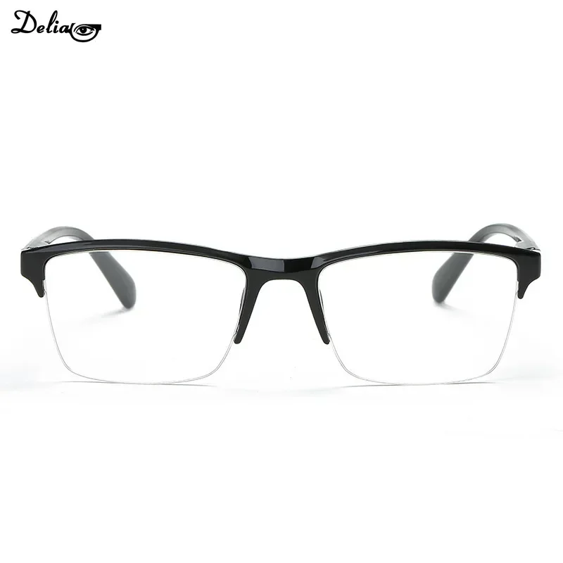 Men Women Black Resin Reading Glasses 1.75 Half Frame Portable Ultralight Magnifying Presbyopic Hyperopia Glasses Square 1.5 2.0