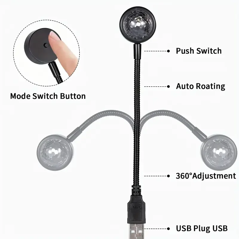 Iluminación LED y audio fiesta coche USB mini lámpara de bola de discoteca RGB multicolor atmósfera de coche decoración de habitación lámpara estroboscópica mágica