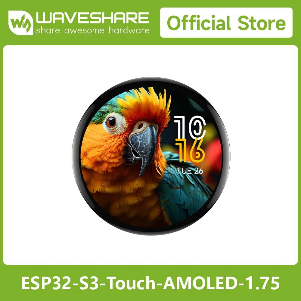 Waveshare ESP32-S3 Écran tactile AMOLED rond de 1,75 pouce avec microphone double intégré, ESP32 avec affichage QSPI