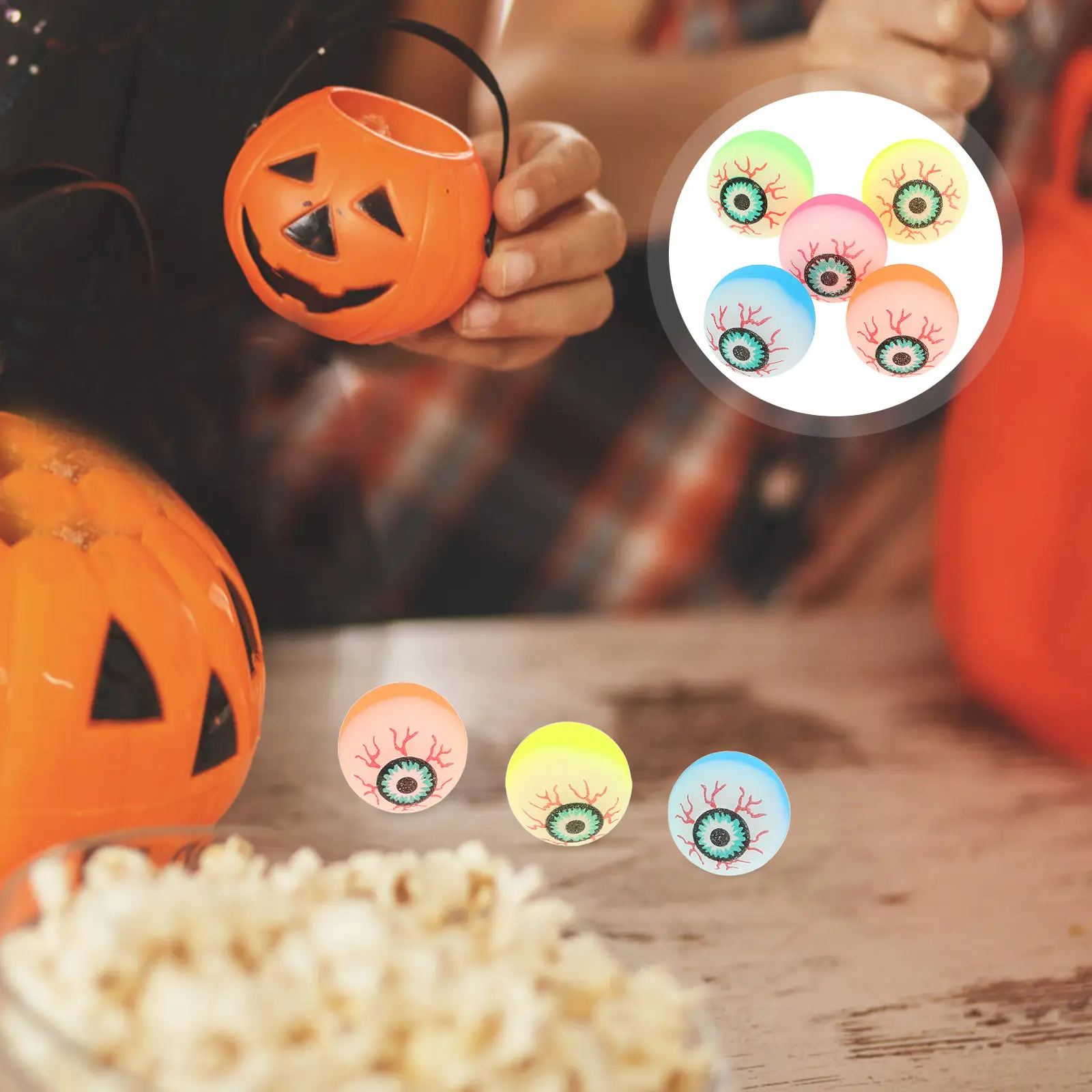 

40Pcs Simulated Eyeball Bouncing Balls Horror Themed Party Favors for Halloween Carnival Prizes Costume Events Colorful Novelty