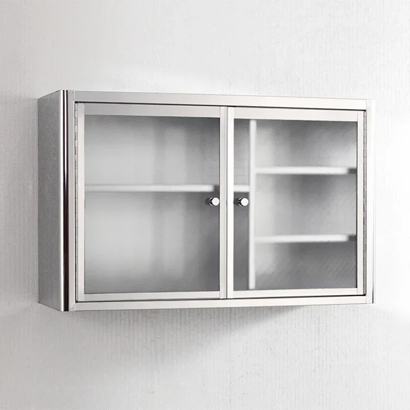 Modern Design Wall Hanging Silver Stainless Steel Storage Cabinet With Handle