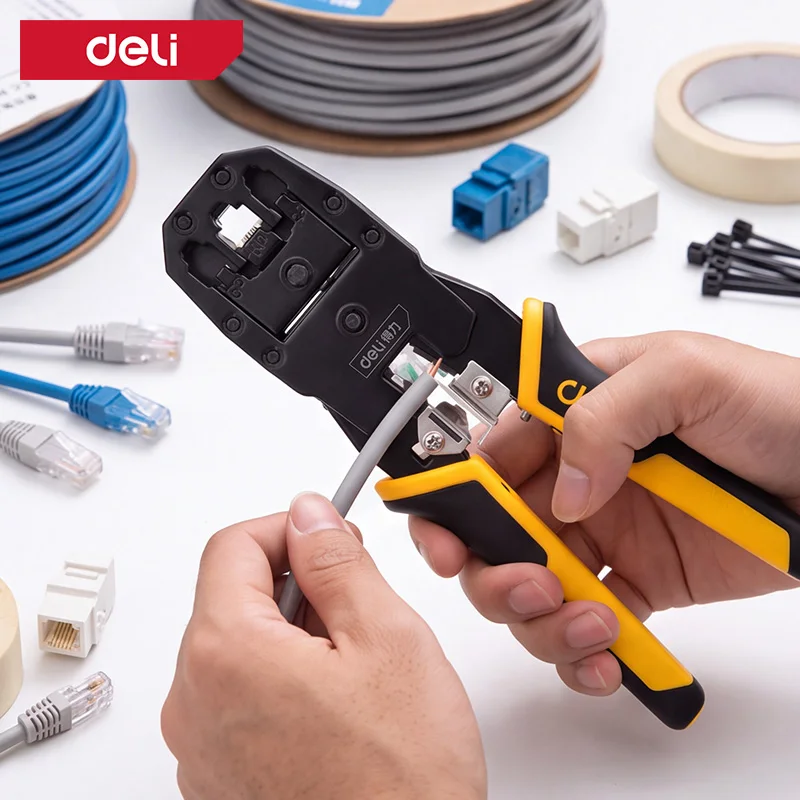 RJ45 Crimping Tool 4/6/8P Network Cable Crimper Cutter Stripper Plier Cold Rolled Steel PVC Handle for RJ11 RJ12 Ethernet LAN