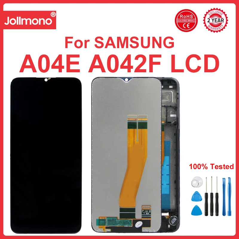 Pengganti layar Lcd Samsung Galaxy A04e, layar sentuh tampilan Lcd dengan rakitan bingkai untuk Samsung Galaxy A04e A042F A042F/DS