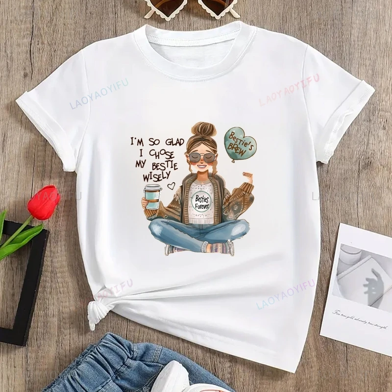 IM SO GLAD- Delicate Fashion Style Women's Shirt, Women's Everyday Fashion Casual Cute Summer Short Sleeve Cotton T-shirt