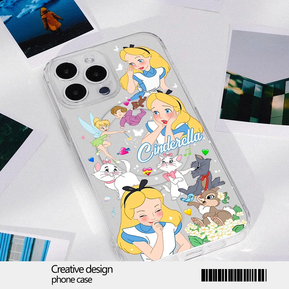 MINISO Disney Princess Phone Case for iPhone 12 11 13 14 15 16 Max Pro Plus Magsafe Magnetic Wireless Cover