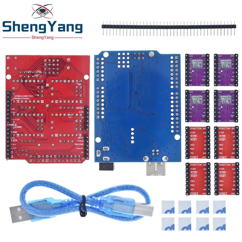 Imagem -06 - Tzt Cnc Escudo para Máquina de Gravura Driver Placa de Expansão Cabo Usb Impressora 3d Arduino Mais Uno r3 Drv8825 A4988 Pcs