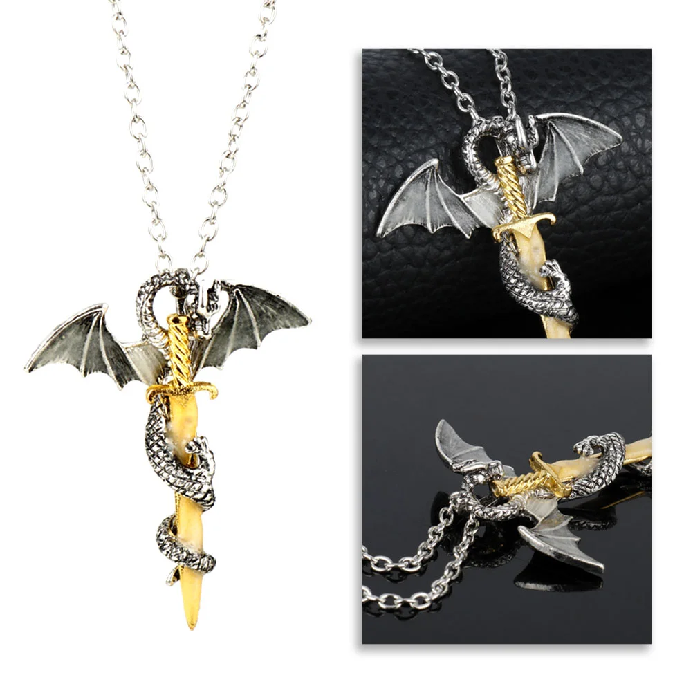 

Dragon Medieval Jewelry Sword Neck Chain Gift Necklace for Men Men's Necklaces Man Luminous Rock and Roll Chains