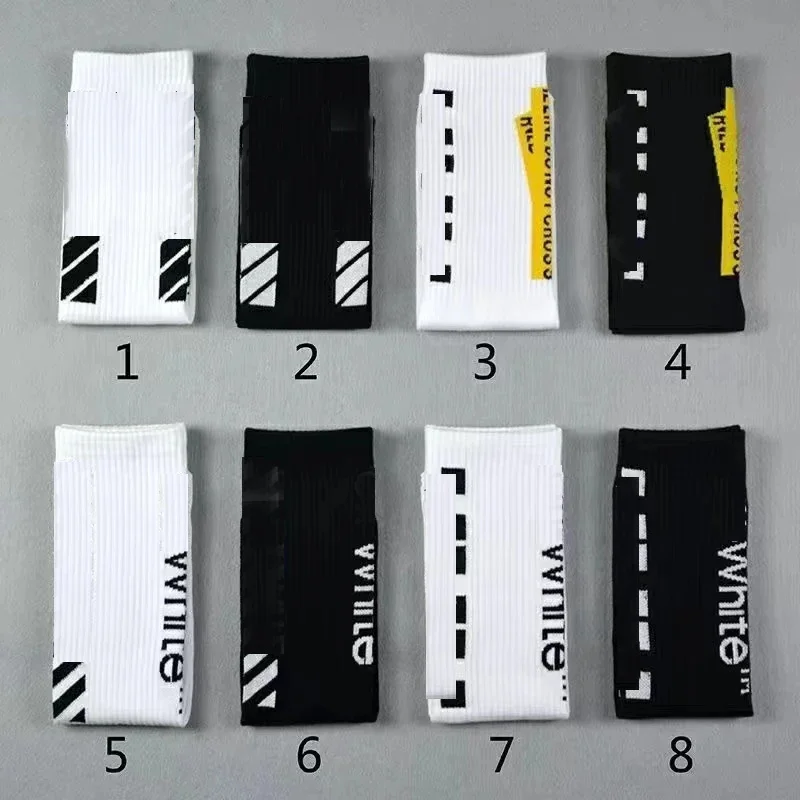 Offwhite OW Mens Womens 100% Cotton Socks Long Tube Designers Off White Casual Socks Middle Street Tube Black White Pure Stripes