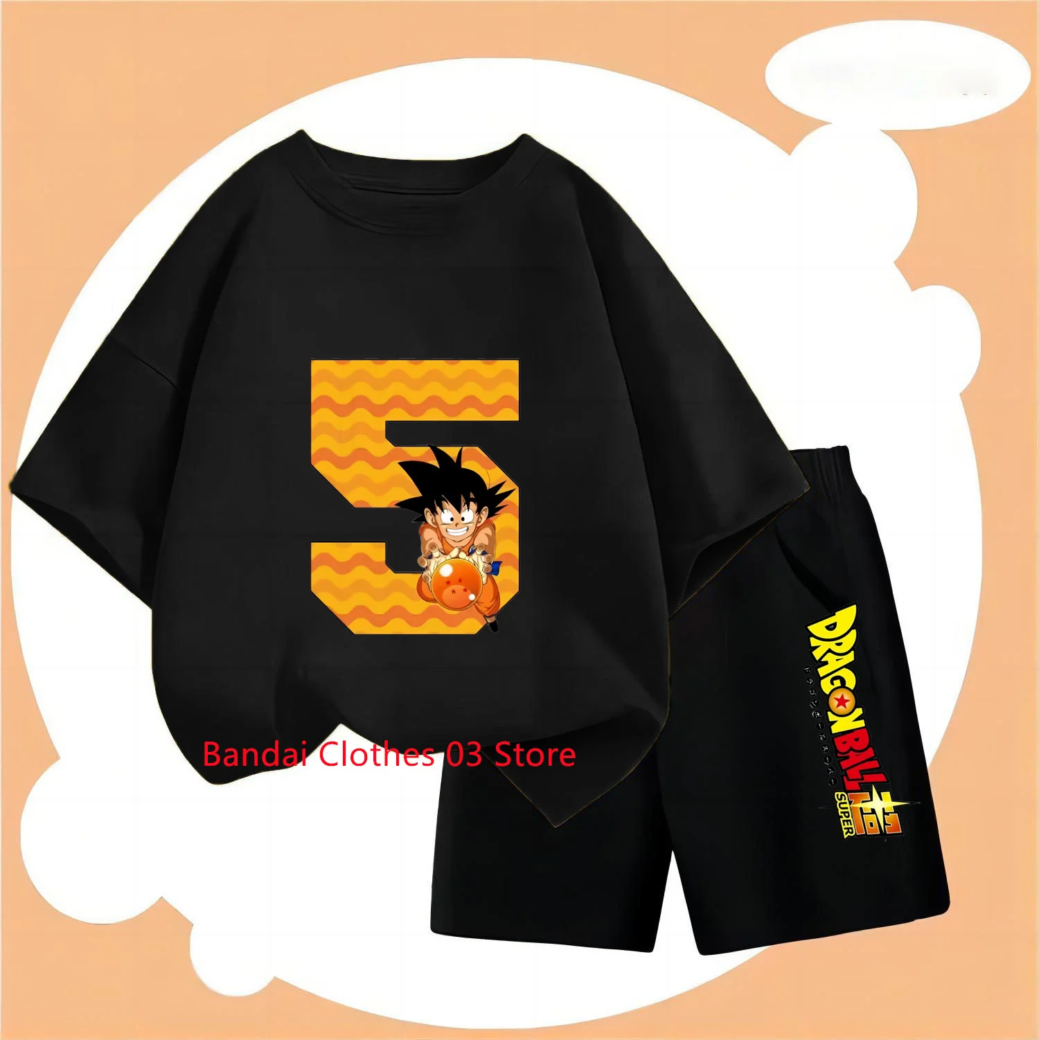 Camiseta y pantalones de Dragon Ball para niños de 4 a 7 años, trajes harajuku para bebés, conjuntos de 2 piezas de manga corta de Goku, ropa de verano