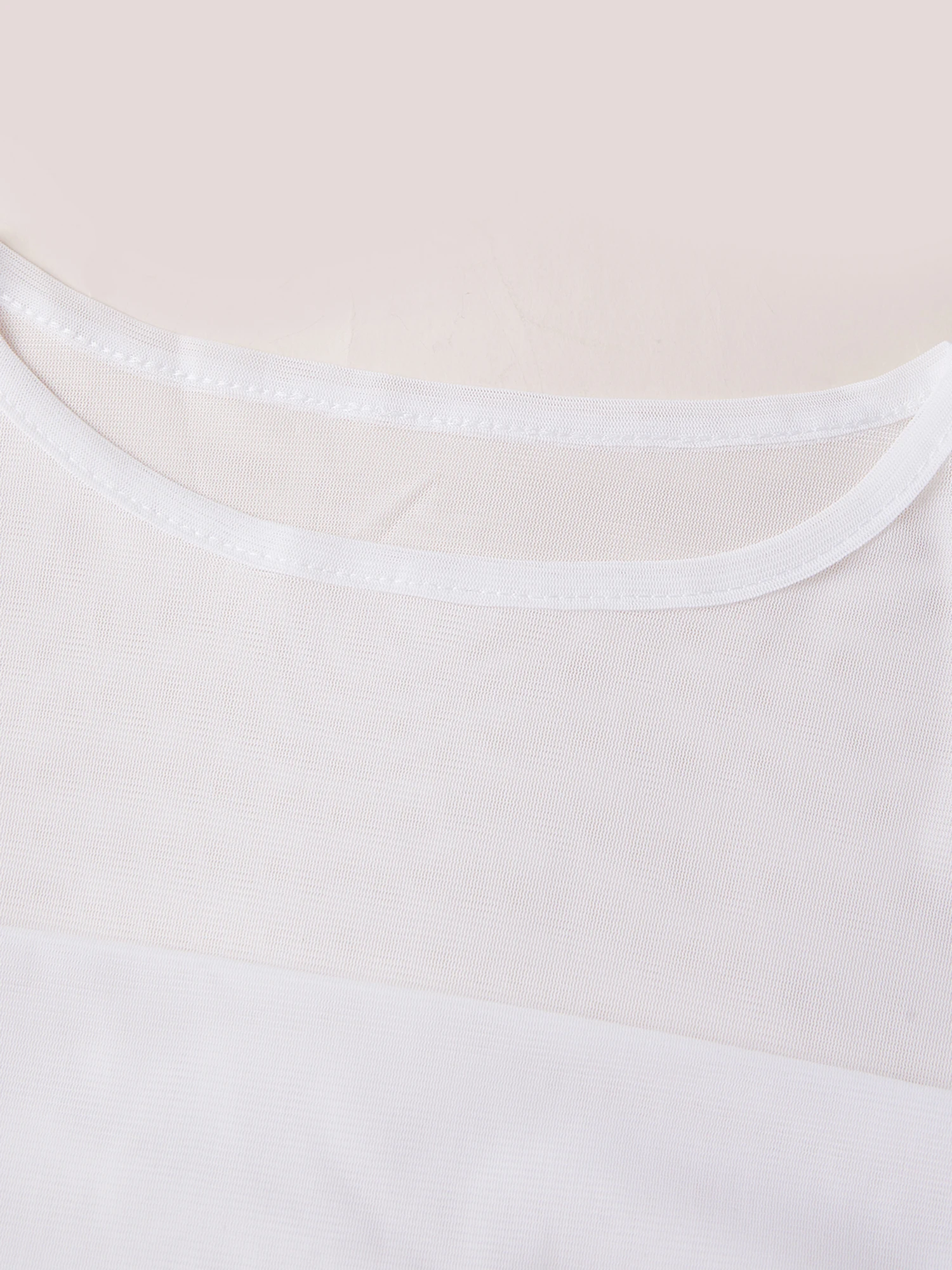 Durchsichtige Mesh-Hemden für Damen, lässig, langärmelig, Rundhalsausschnitt, gefüttert, Brustpassform, schlichte Oberteile, Blusen