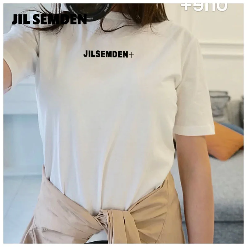 JIL SEMDEN-Camiseta estampada masculina e feminina, blusa casual solta, estilo minimalista de casal, alta qualidade, 100% algodã