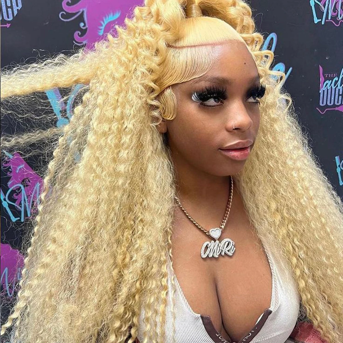 

100% Human Hair 613 Honey Blonde Curly Wig 13x6 Hd Transparent Lace Frontal Wig 32 40 Inch Deep Water Wave Human Hair For Women