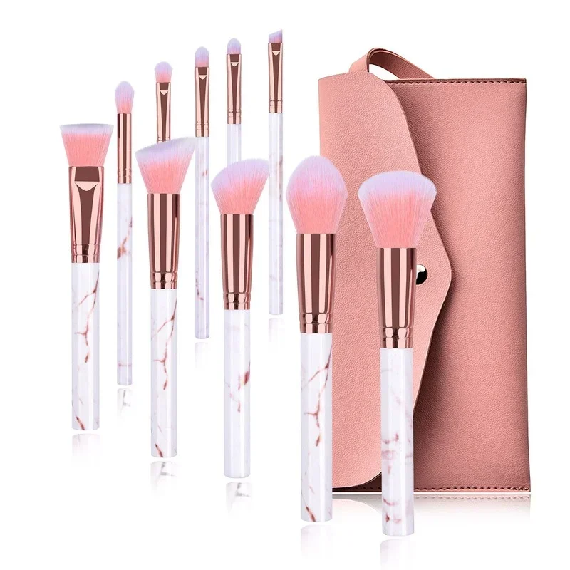 Set di pennelli per trucco da 10 pezzi, polvere cosmetica, ombretto, fondotinta, fard, miscelazione