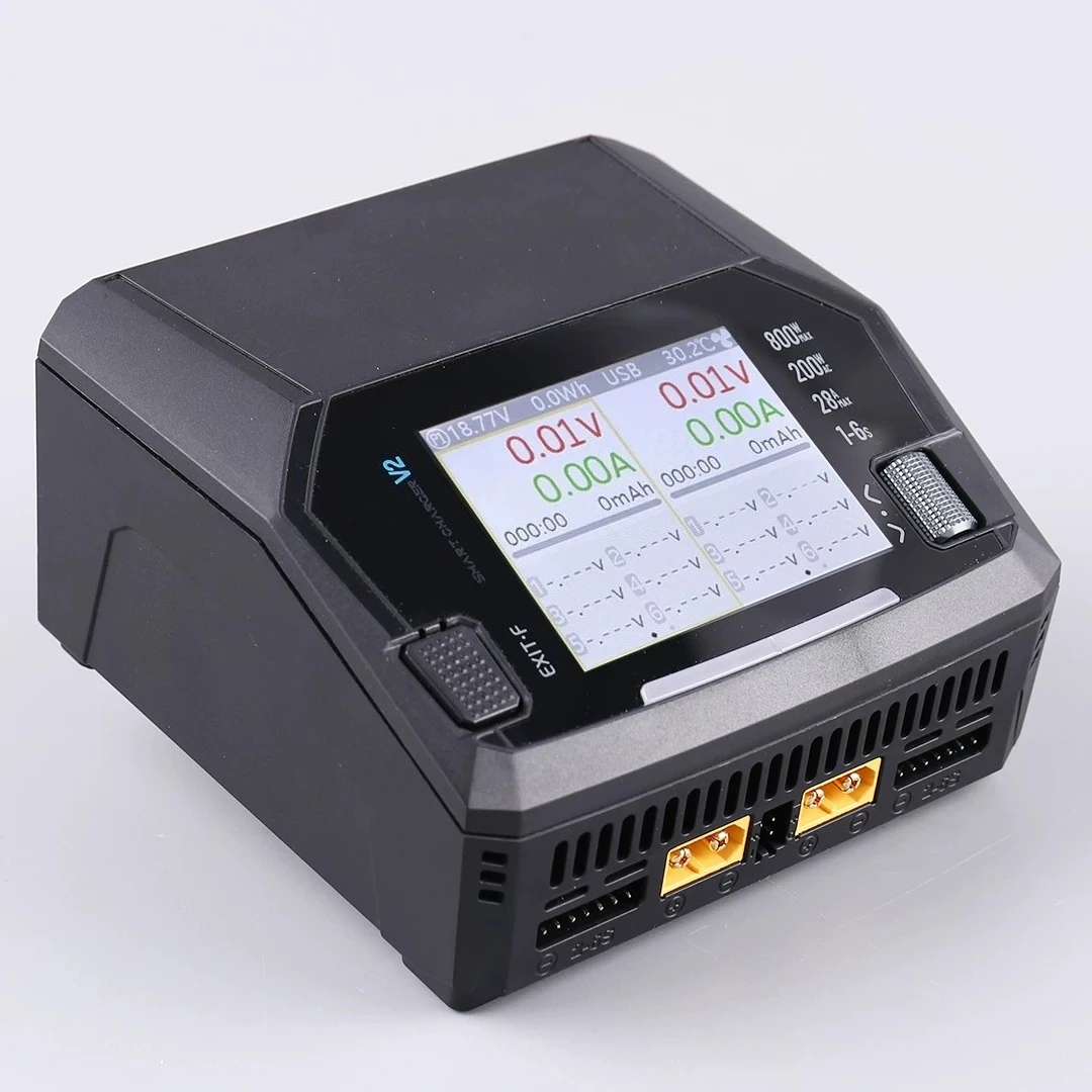 M6DAC PRO V2 Dual Channel LiPo Battery Charger, 1-6S DC 800W Balance Charger for RC Airplane, RC Car and RC Boat