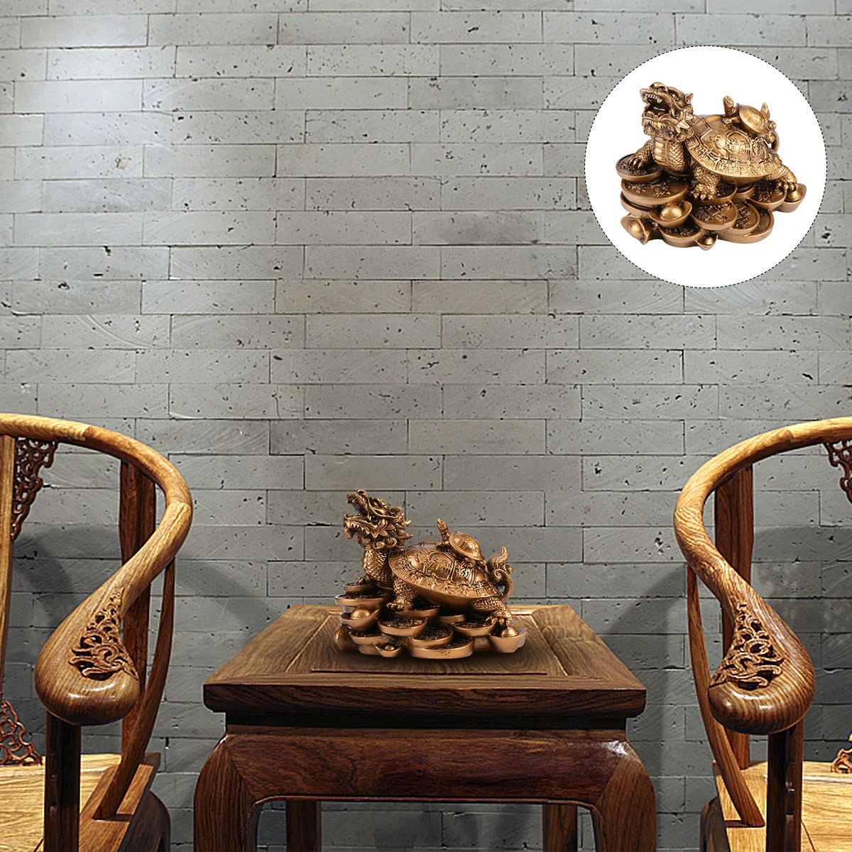 

1Pcs Dragon Turtle Ornament Effect Resin Craft Lucky Home Decor Prosperity Good Luck Wealth