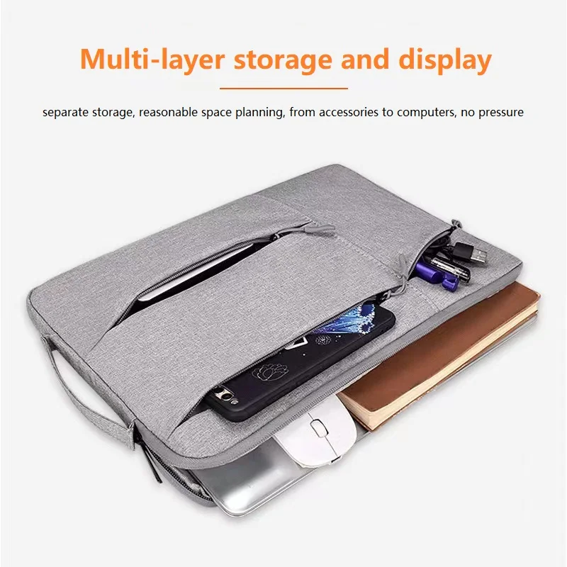 Portable Laptop Bag for Macbook Air M1 M2 M3 14.6 15.6 Inch Computer Cover with Handle Laptop Pouch Accessories DNB04