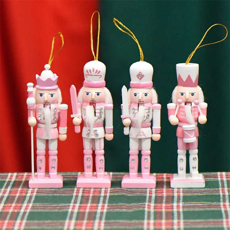 4pcs Mini 13cm Nutcracker Puppet Soldier Christmas Tree Decoration Wooden Soldier Nutcracker Navidad Noel Home Table Ornaments