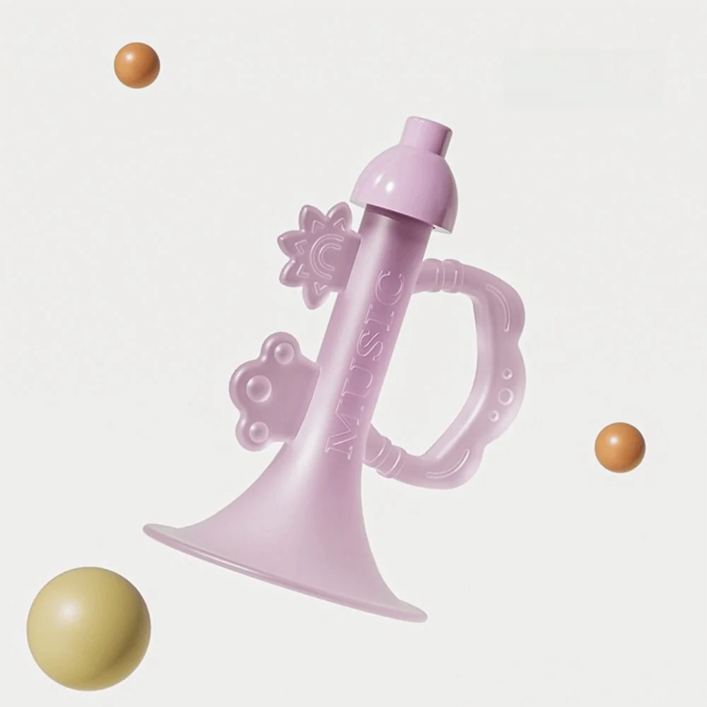 Trompete de Silicone para Bebês, Design Colorido, Simulação de Som, Brinquedo Mastigável para Cultivar a Capacidade Pulmonar