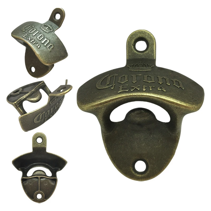 1Pcs 빈티지 맥주 병따개 크리 에이 티브 벽 마운트 고정 맥주 병따개 코로나 아연 합금... - 2