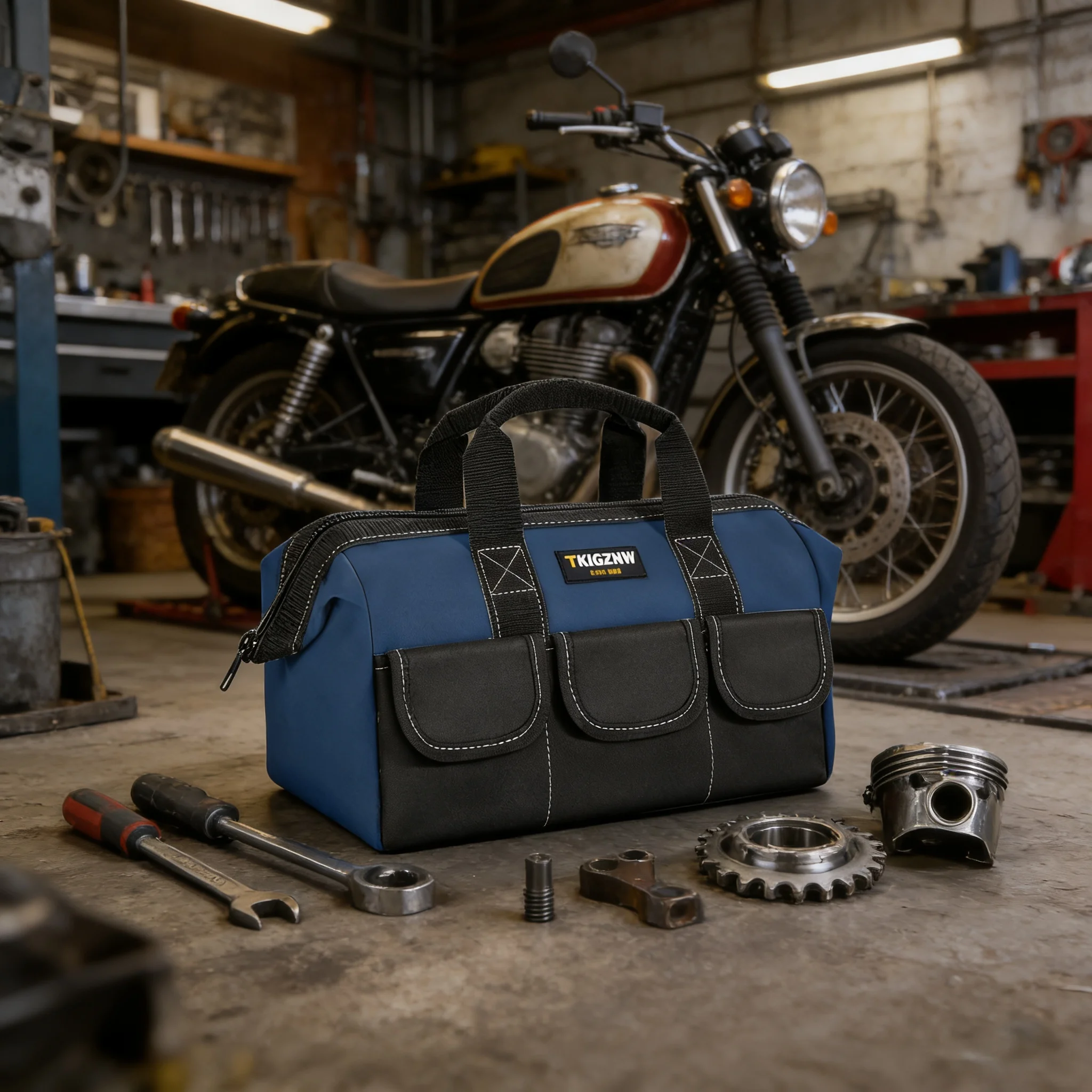 

TKIGZNW12-1-12 Tool Bag, Made of 1680D Polyester, Multi-Function Repair Tool Set for Household & DIY, 12inch, Blue