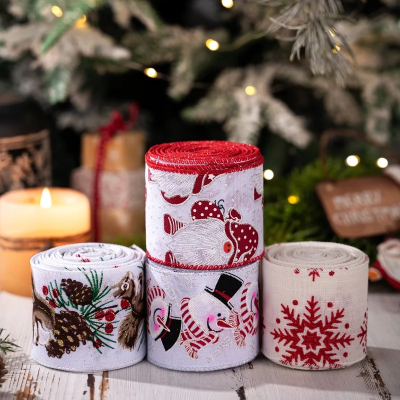 Colorful Christmas Ribbons with Bright and Diverse Designs Perfect for Decorating Christmas Trees and Wrapping Gifts Cute Decor