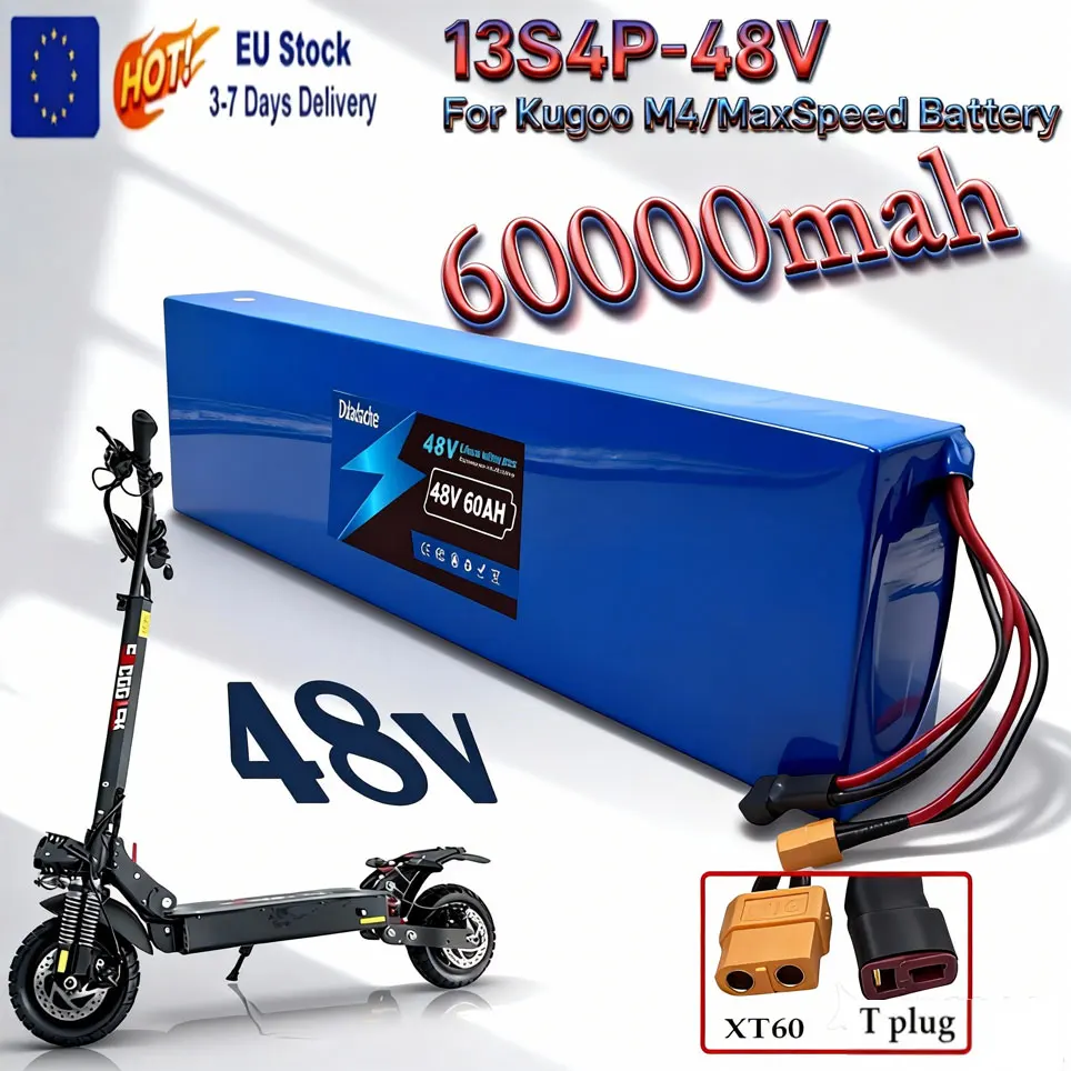 Batterie lithium-ion 48V 60Ah 2000W 13S4P pour trottinettes électriques Citycoco BMS 54,6V