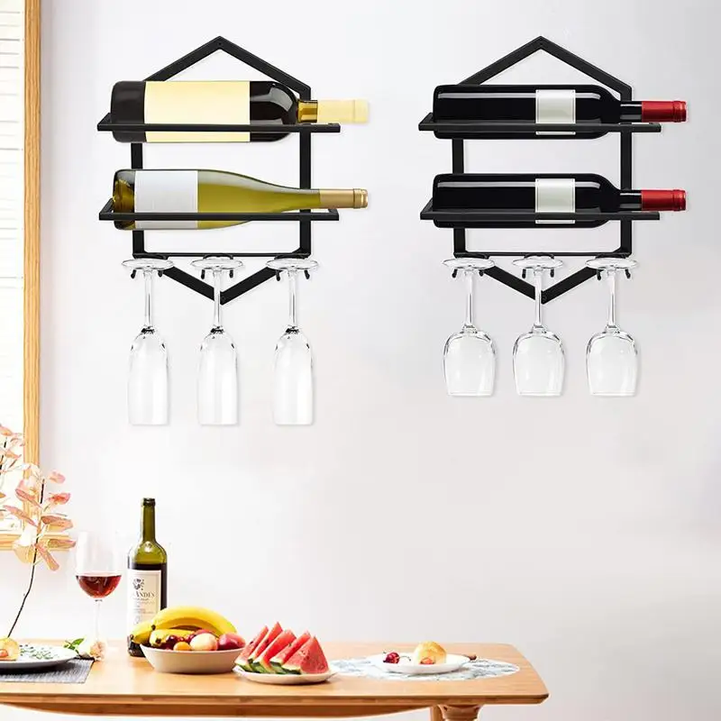 【Hot】Red Wine Storage Rack Vintage Heavy Wine Bottle Display Shelf Farmhouse Decor Wall Bar Shelf Multifunctional Wine Bott