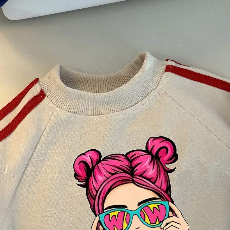 2026 Herbst Neuer Stil Kinder-Trainingsanzug Bedruckte Kinder-O-Neck-Hoodies und Lange Hose Zweiteiliges Set Mädchen Casual Sweatshirt-Sets – Detail 9
