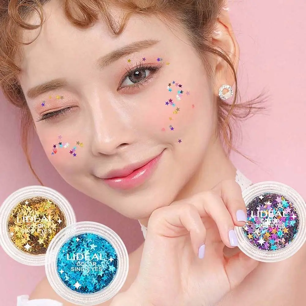 Flocons de paillettes pour ongles, fard à barrage, poudre de surbrillance pour le visage, décorations d'art d'ongle, pentagramme