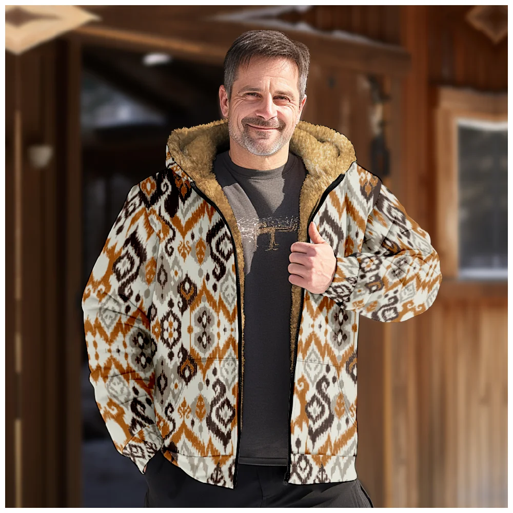 

Men's Zipper Hoodies Parkas Long Sleeve Coat Jacket Paisley Retro Pattern Winter For Men/Women Clothing Outerwear