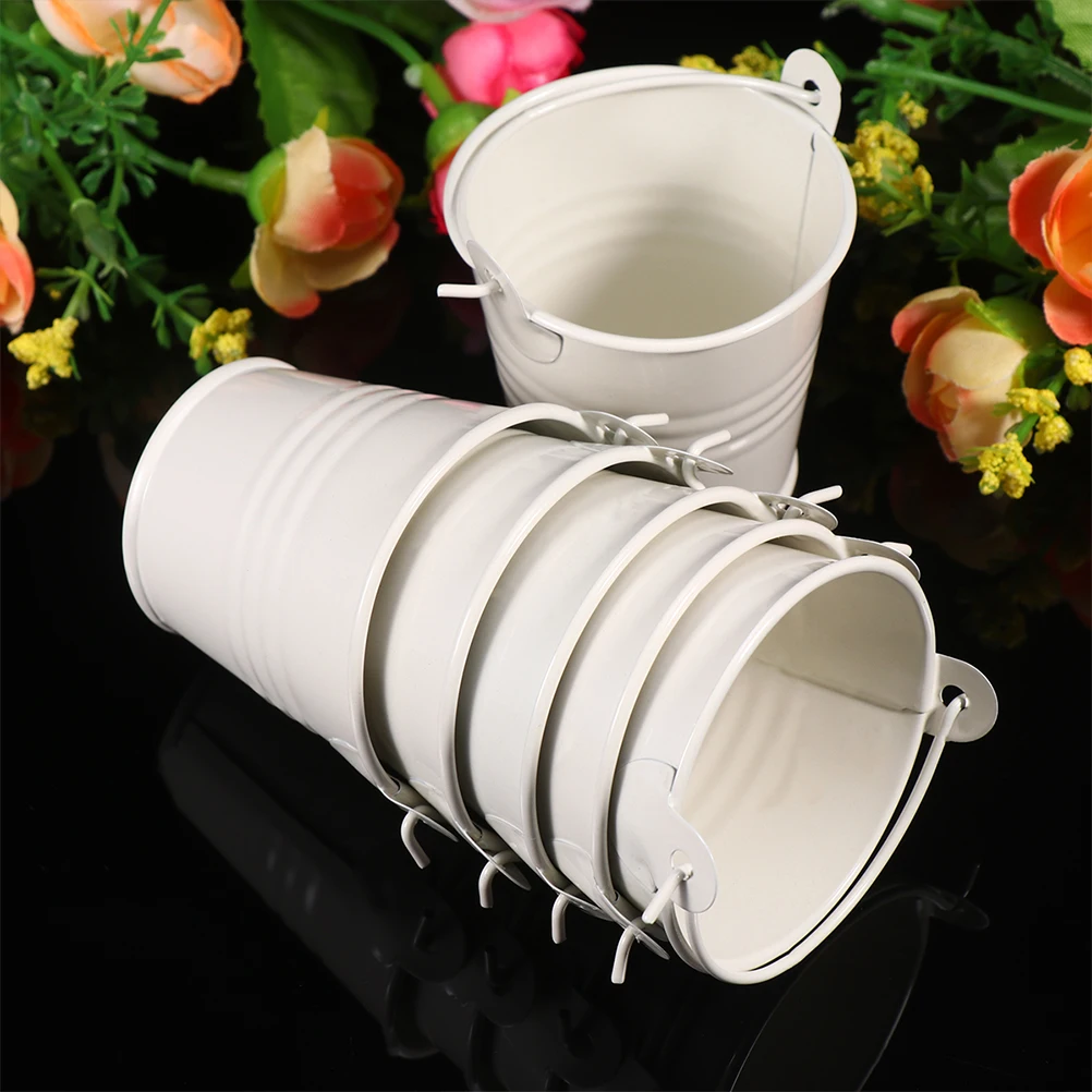 

4pcs /12Pcs Small Iron Bucket Cute Flower Pot Rustic Wedding Decorations Stand Mini Craft Child Hanging Planter Indoor