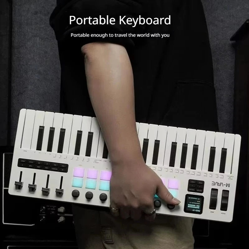 New M-Vave Smk-37 Pro Midi Controller 37 Keys - Built-In Synth + 8 Knobs + 4x16 Rgb Pads For Keyboard Enthusiasts