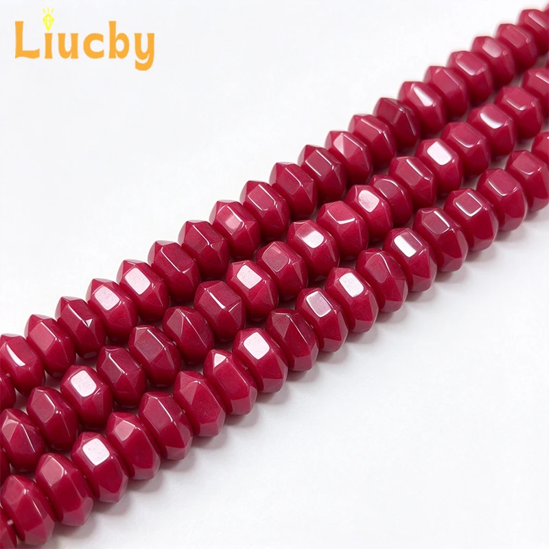 Großhandel Natürliche Tiefrote Facettierte Rubine-Abakus-Perlen für DIY-Schmuckherstellung, Armbänder, Halsketten, 4, 6, 8, 10mm, 15 Zoll Stränge – Detail 3