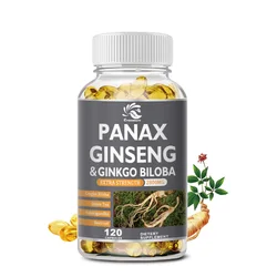 Red Panax Ginseng + Ginkgo Biloba + Ashwagandha Capsules - Energy & Immune Health Supplement - Non-GMO