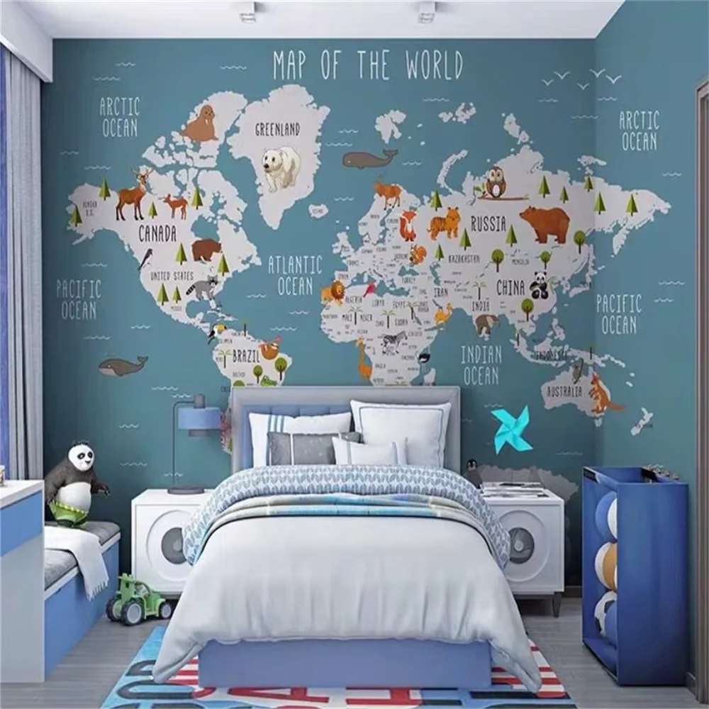 

custom mural silk cloth 3d room wallpaper Elegant light colour version of the map world photo wallpaper for walls 3d Stickers